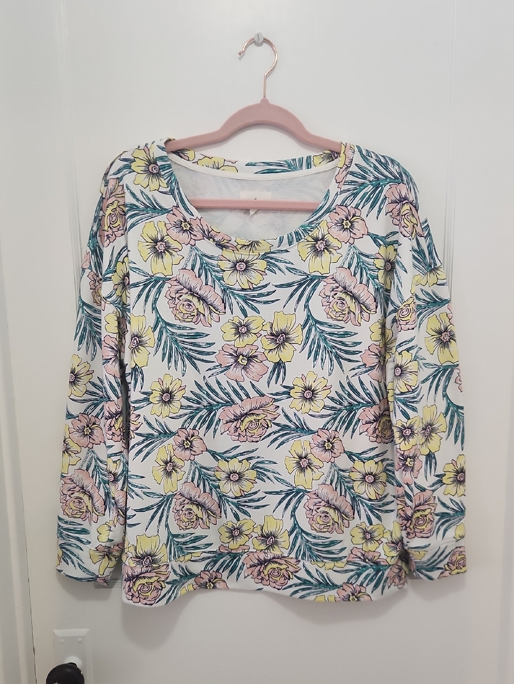 Lou & Grey Womens Tropical Floral Sweatshirt Size Large